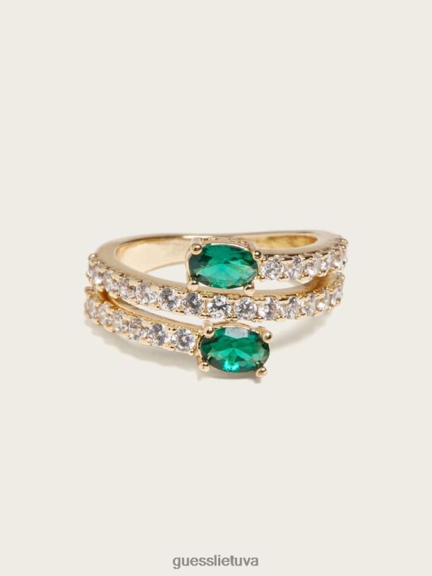 moterys GUESS 6NLN3859 priedas sidabras/auksas 14k auksu dengtas smaragdo žiedas