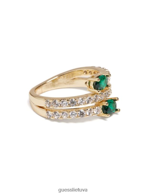 moterys GUESS 6NLN3859 priedas sidabras/auksas 14k auksu dengtas smaragdo žiedas