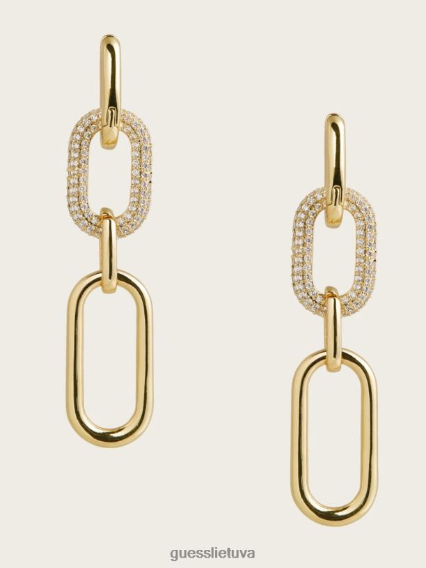 moterys GUESS 6NLN3864 priedas sidabras/auksas 14k auksu dengtas pave popieriaus segtukas auskaras