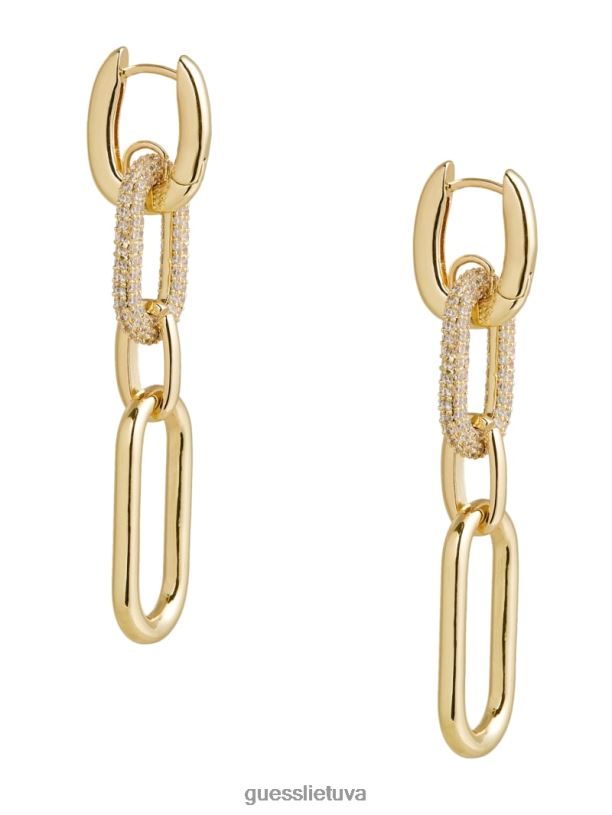 moterys GUESS 6NLN3864 priedas sidabras/auksas 14k auksu dengtas pave popieriaus segtukas auskaras