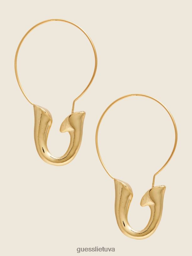 moterys GUESS 6NLN3868 priedas sidabras/auksas 14k auksu dengtas auskaras su kabliuku