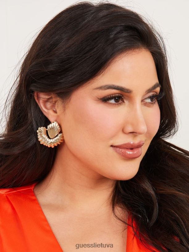 moterys GUESS 6NLN3932 priedas sidabras/auksas 14k auksu dengtas tekstūruotas durų beldimo auskaras