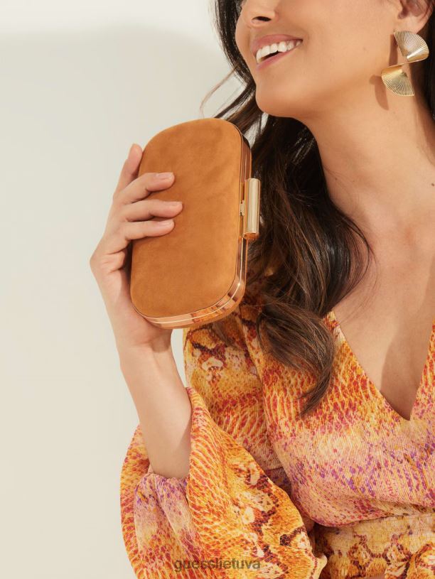 moterys GUESS 6NLN3313 krepšiai konjako zomšos odinė sankaba