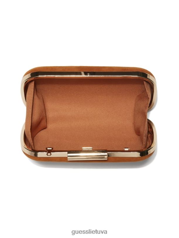 moterys GUESS 6NLN3313 krepšiai konjako zomšos odinė sankaba