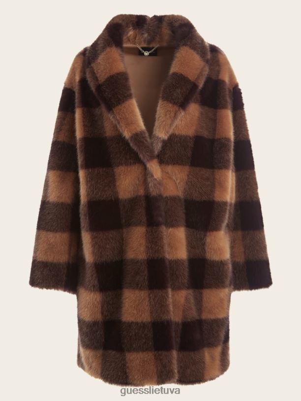 moterys GUESS 6NLN1854 drabužiai kupranugaris ir tamsus burbonas Rochelle paltas