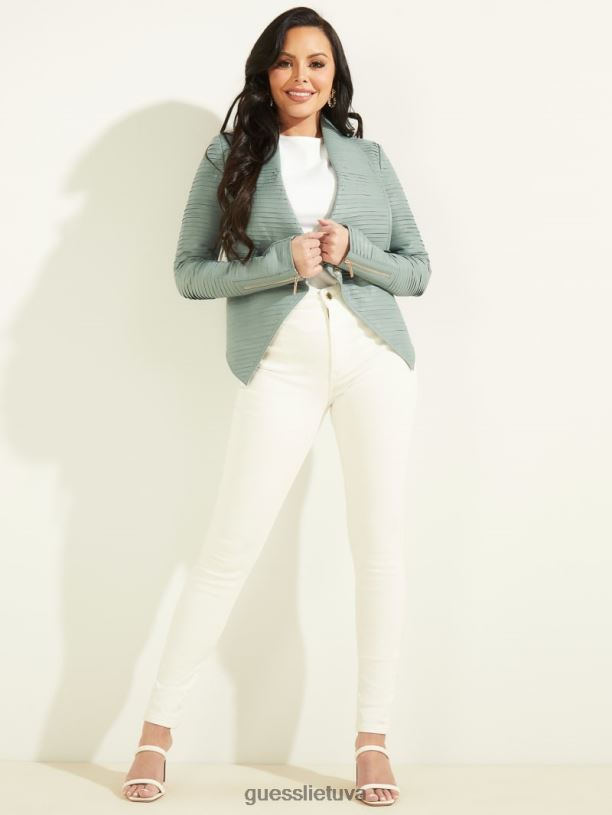 moterys GUESS 6NLN1916 drabužiai šiferio pilka Shayna drape odinė striukė