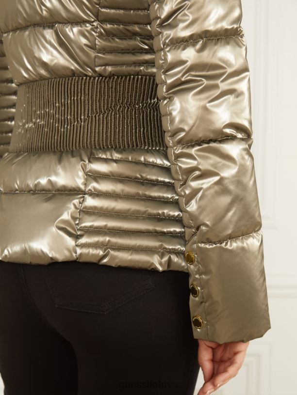 moterys GUESS 6NLN1973 drabužiai natūrali siena multi annie puffer striukė