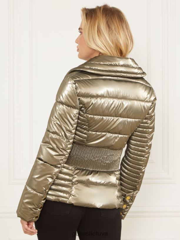 moterys GUESS 6NLN1973 drabužiai natūrali siena multi annie puffer striukė