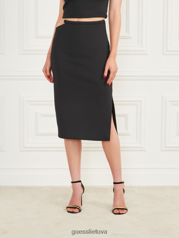 moterys GUESS 6NLN2092 drabužiai juodas malūnininko sijonas