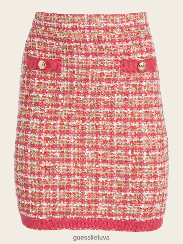 moterys GUESS 6NLN2134 drabužiai koralinis bijūnas tvidas marijos tvido sijonas