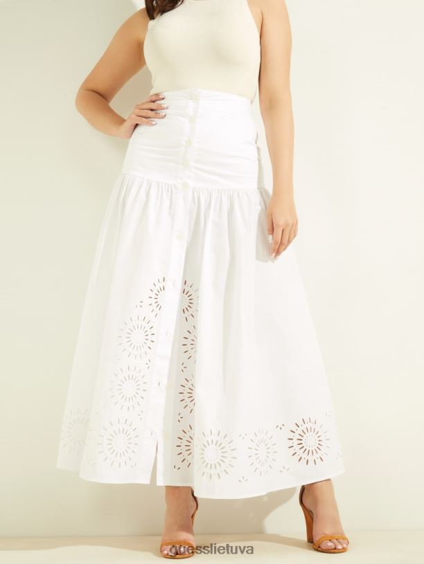 moterys GUESS 6NLN2359 drabužiai blanc pur kaia poplin maxi sijonas