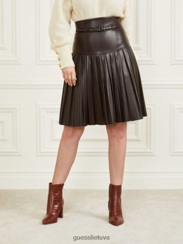 moterys GUESS 6NLN2407 drabužiai tamsus kepsnys Foxton klostuotas sijonas