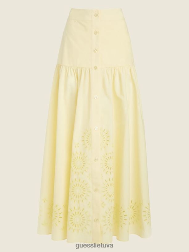 moterys GUESS 6NLN2436 drabužiai kukurūzų šilkas kaia poplin maxi sijonas