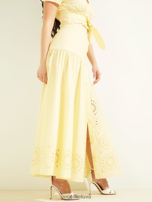 moterys GUESS 6NLN2436 drabužiai kukurūzų šilkas kaia poplin maxi sijonas