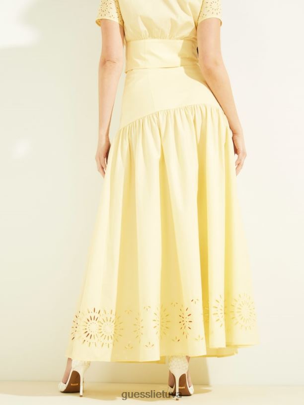 moterys GUESS 6NLN2436 drabužiai kukurūzų šilkas kaia poplin maxi sijonas