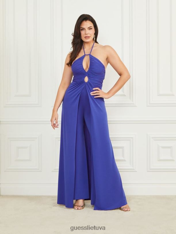 moterys GUESS 6NLN350 drabužiai brangakmenių mėlyna Frida drapiruotas kombinezonas