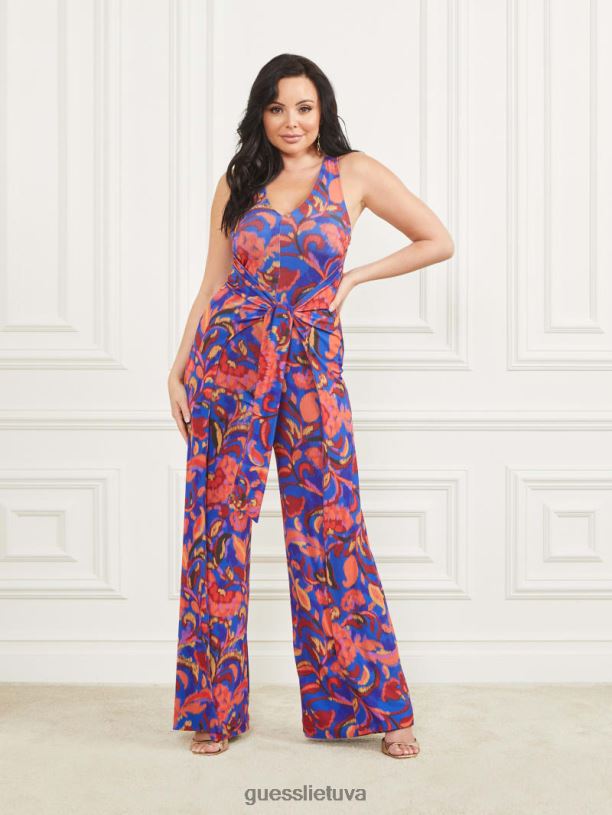 moterys GUESS 6NLN432 drabužiai Betty mėlyna spauda kalla kombinezonas be rankoviu
