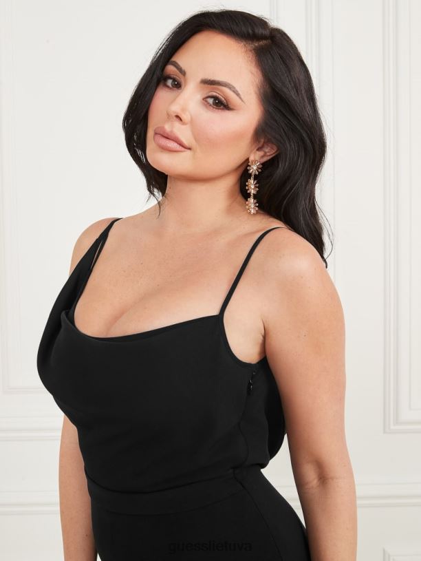 moterys GUESS 6NLN444 drabužiai juodas Betsy drapiruotas kombinezonas