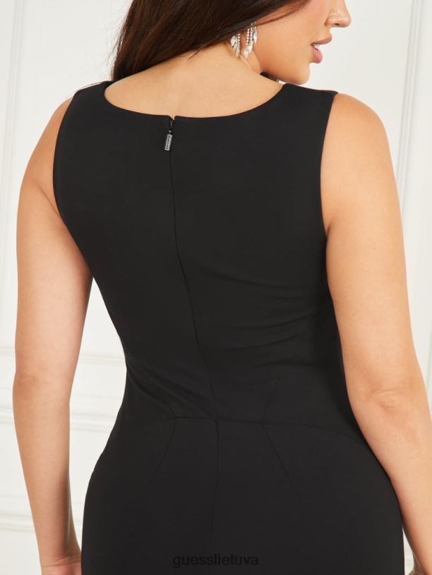 moterys GUESS 6NLN500 drabužiai juodas cresta suknele