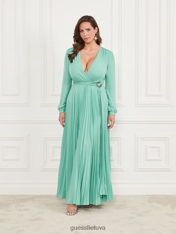 moterys GUESS 6NLN543 drabužiai senovinis dangus shamie maxi suknelė