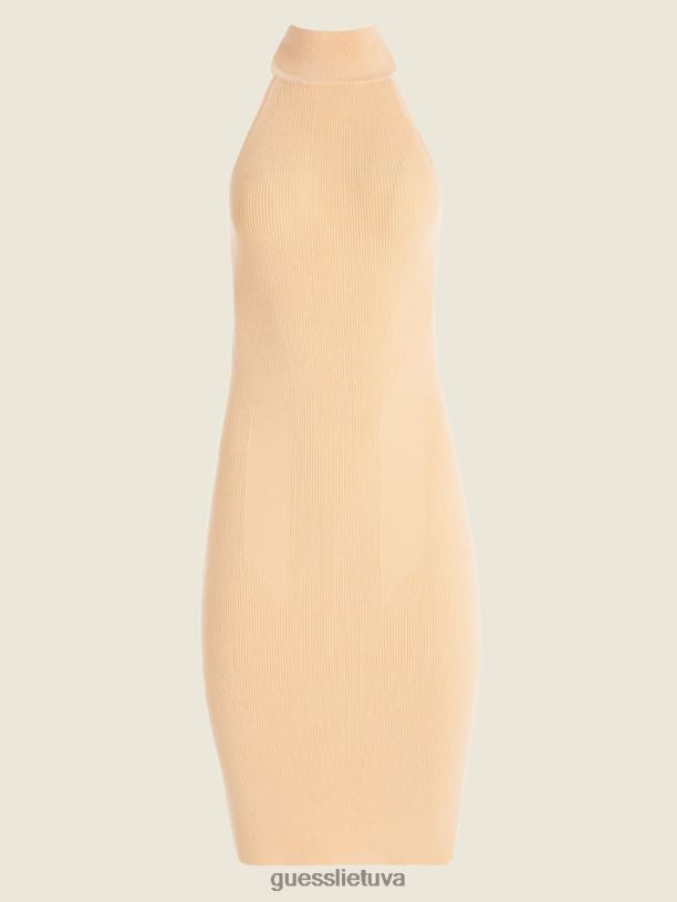 moterys GUESS 6NLN585 drabužiai švilpiantis persikas Adley megztinė suknelė