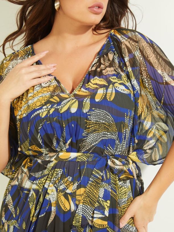 moterys GUESS 6NLN837 drabužiai Vandenio raštas Sonoros kaftano suknelė