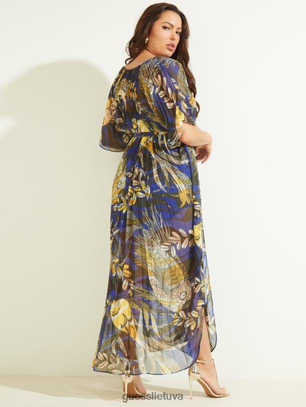 moterys GUESS 6NLN837 drabužiai Vandenio raštas Sonoros kaftano suknelė