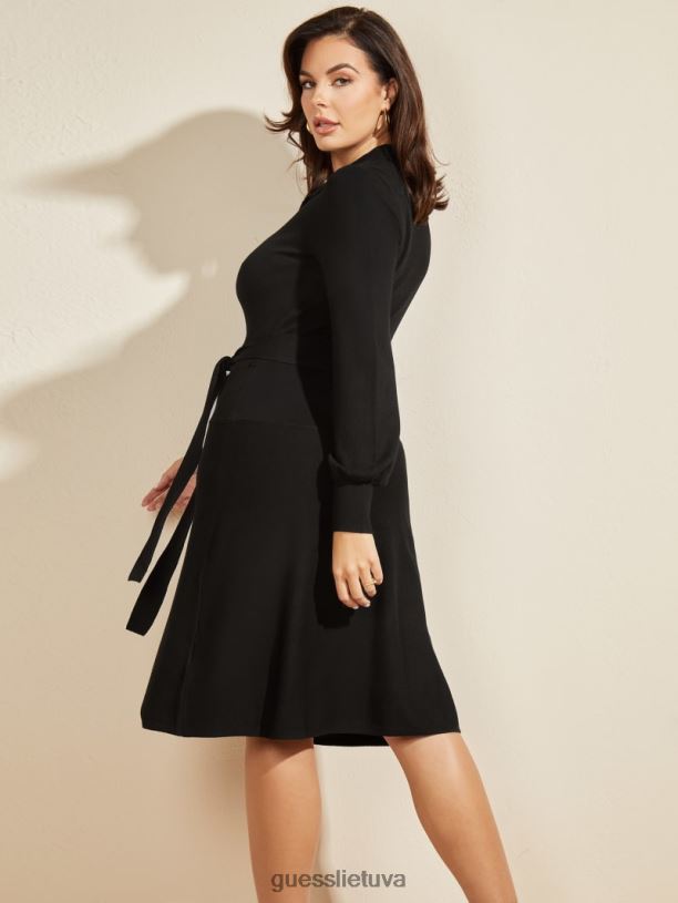 moterys GUESS 6NLN847 drabužiai juodas Bruklino megztinė suknelė