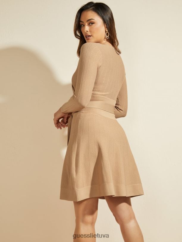 moterys GUESS 6NLN851 drabužiai nuogas smėlis dinah megztinė suknelė