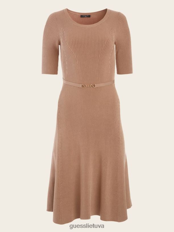 moterys GUESS 6NLN896 drabužiai blondinės ambicijos Laila rievėta megztinė suknelė