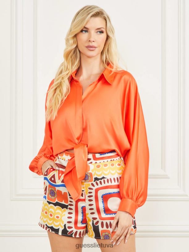 moterys GUESS 6NLN1087 drabužiai majų saulėlydis karnavalinis satino viršus