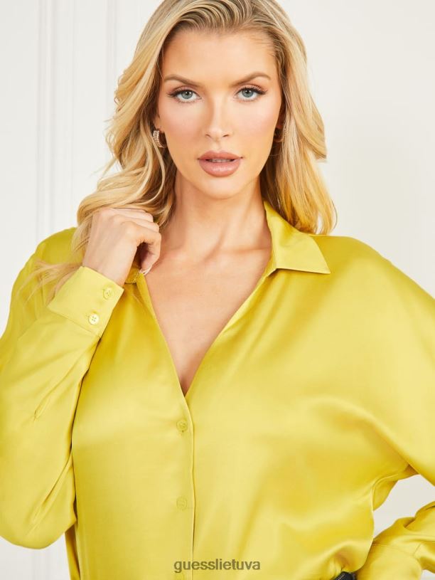 moterys GUESS 6NLN1098 drabužiai žalias blizgesys tiffany palaidinė