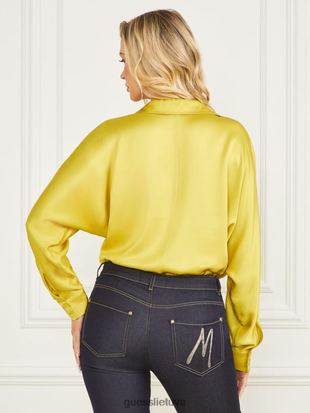 moterys GUESS 6NLN1098 drabužiai žalias blizgesys tiffany palaidinė