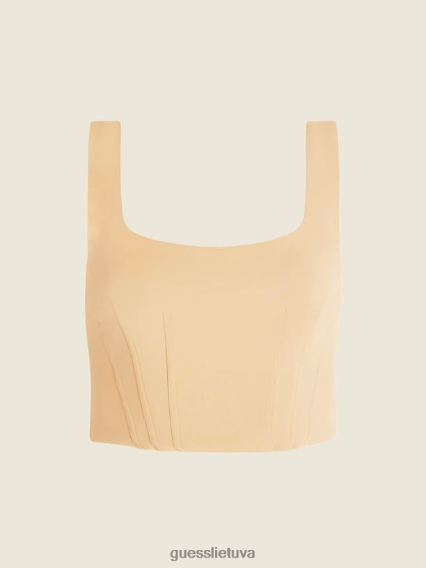 moterys GUESS 6NLN1156 drabužiai nuogas smėlis elaine scuba top