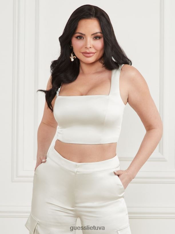 moterys GUESS 6NLN1180 drabužiai blyškus perlas multi Vera crop top