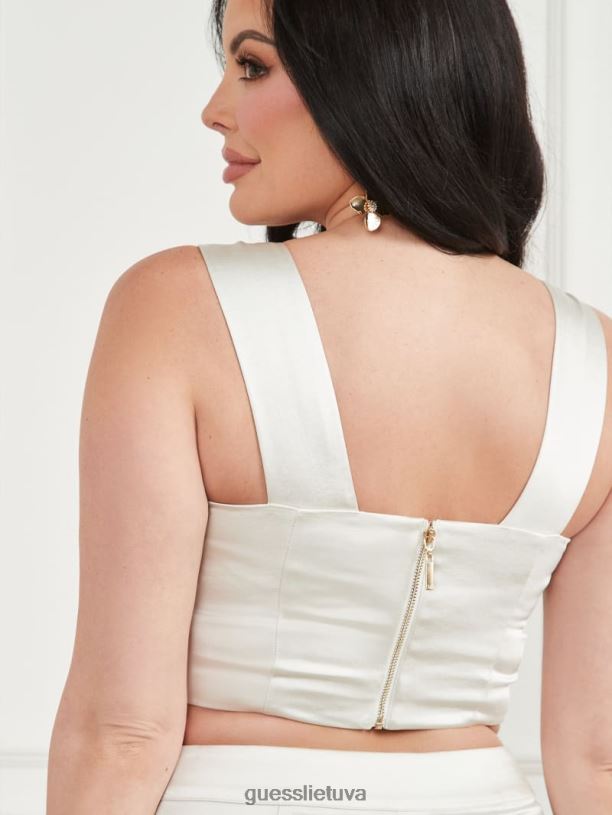 moterys GUESS 6NLN1180 drabužiai blyškus perlas multi Vera crop top