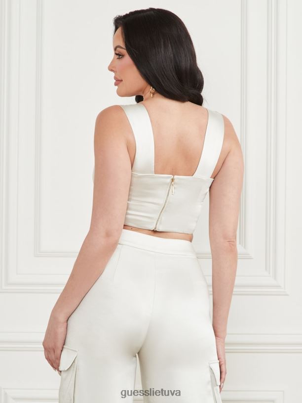 moterys GUESS 6NLN1180 drabužiai blyškus perlas multi Vera crop top