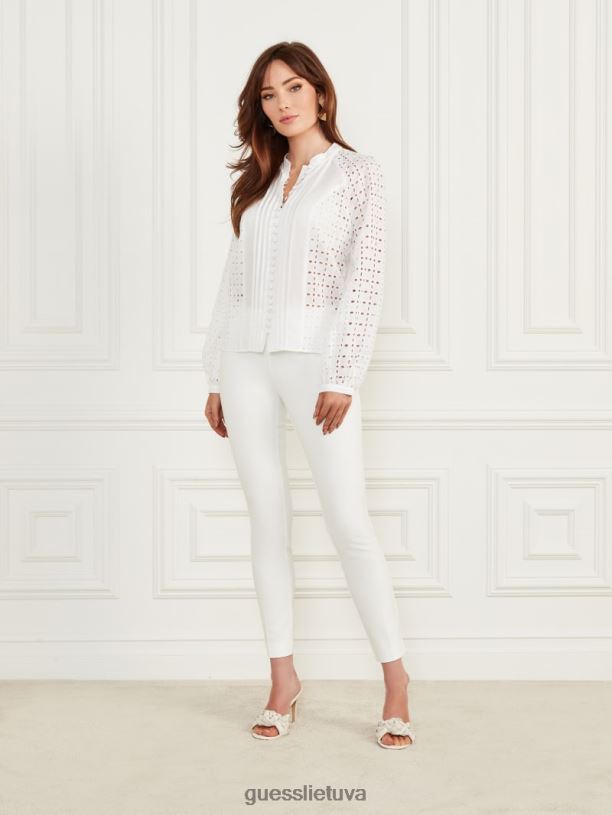 moterys GUESS 6NLN1268 drabužiai blanc pur eco luella palaidinė su akutėmis