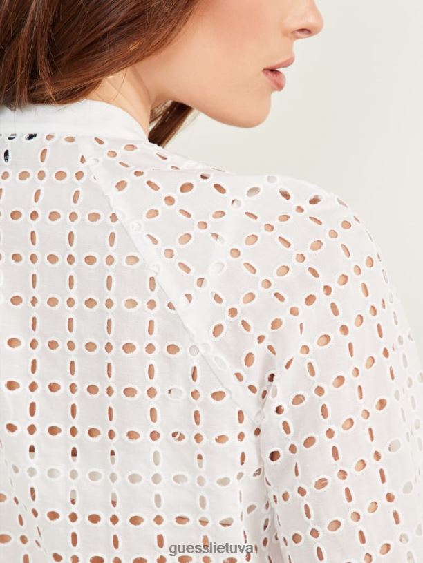 moterys GUESS 6NLN1268 drabužiai blanc pur eco luella palaidinė su akutėmis