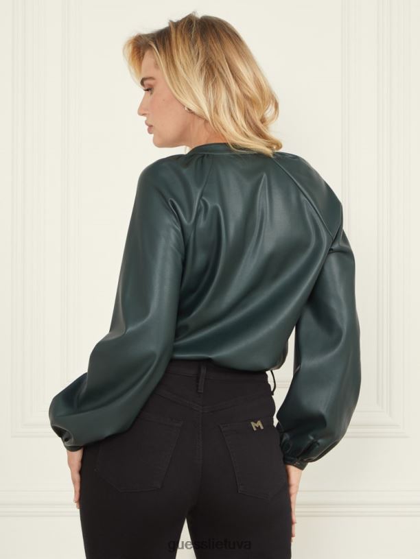 moterys GUESS 6NLN1573 drabužiai šenilinė žalia foxton palaidinė