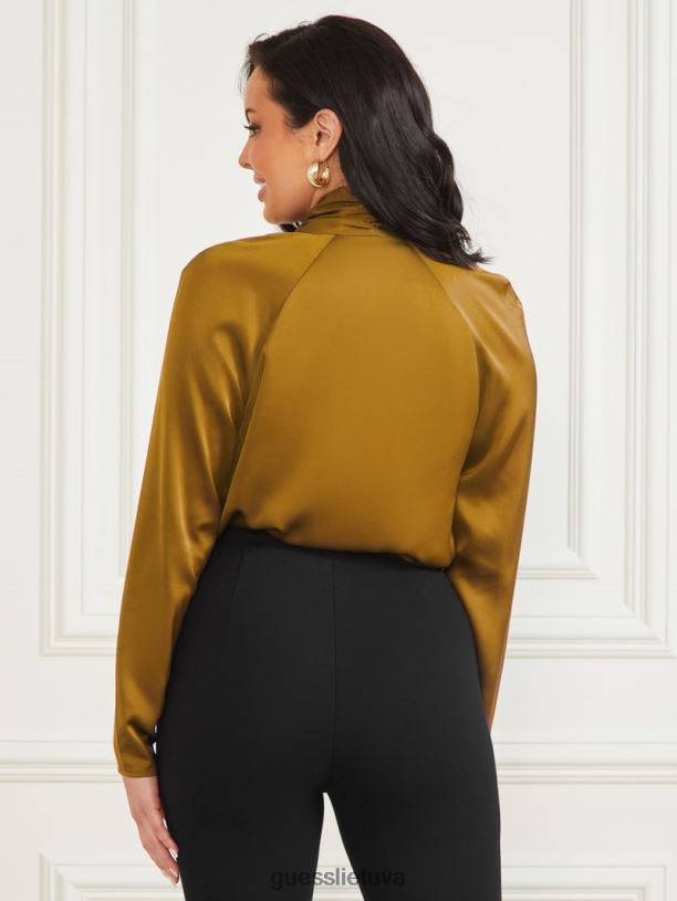 moterys GUESS 6NLN1600 drabužiai alyvuogių aukso Delilah bodis