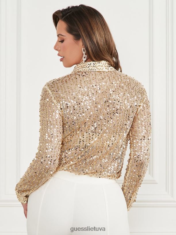 moterys GUESS 6NLN942 drabužiai blyškus perlas multi blizgučių svajonių palaidinė