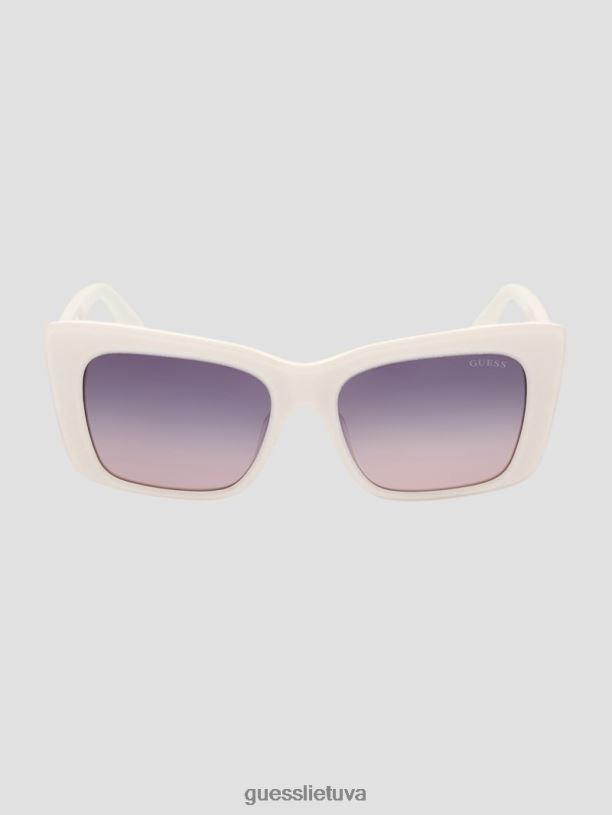 moterys GUESS 6NLN3651 priedas 21b-wht plastikiniai akiniai nuo saulės su kvadratiniu logotipu