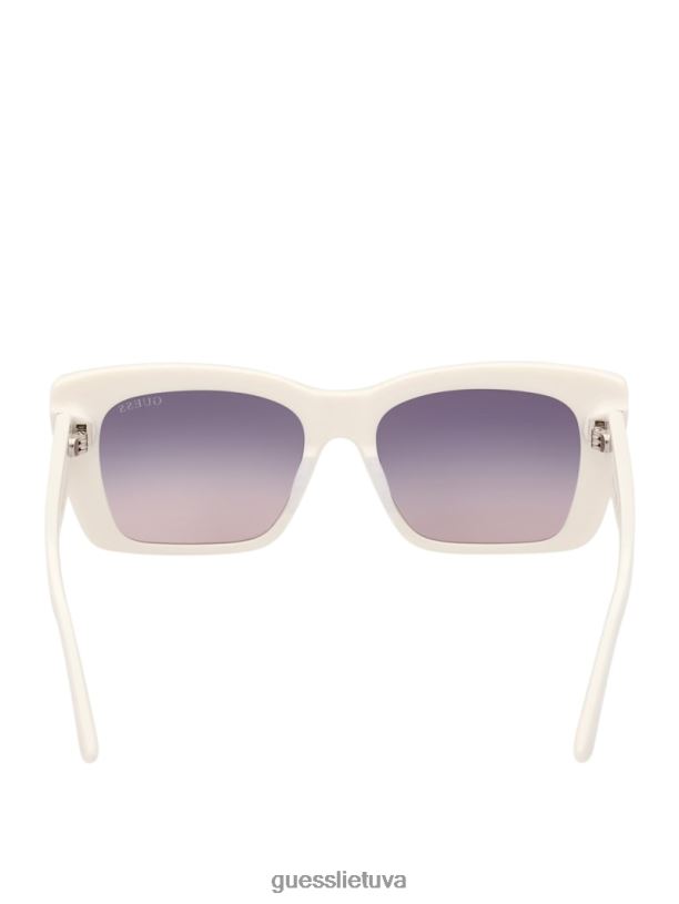 moterys GUESS 6NLN3651 priedas 21b-wht plastikiniai akiniai nuo saulės su kvadratiniu logotipu