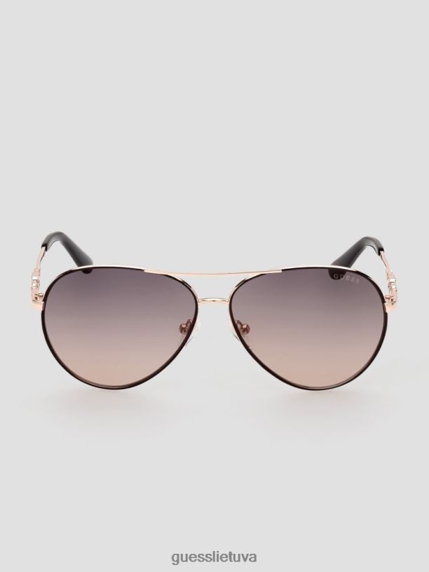 moterys GUESS 6NLN3655 priedas 05b (juoda) kvadratiniai g link metaliniai aviatoriaus akiniai nuo saulės