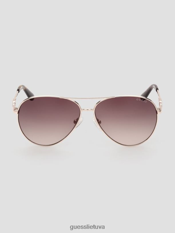 moterys GUESS 6NLN3665 priedas vėžlys kvadratiniai g link metaliniai aviatoriaus akiniai nuo saulės