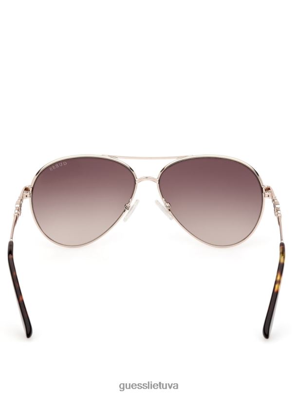 moterys GUESS 6NLN3665 priedas vėžlys kvadratiniai g link metaliniai aviatoriaus akiniai nuo saulės