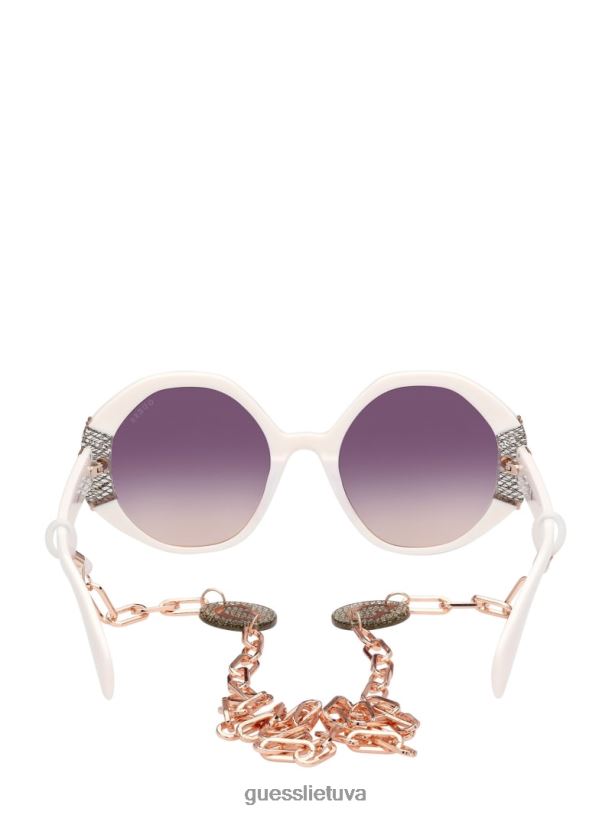 moterys GUESS 6NLN3668 priedas baltas Geometriniai akiniai nuo saulės su metaliniu apvadu