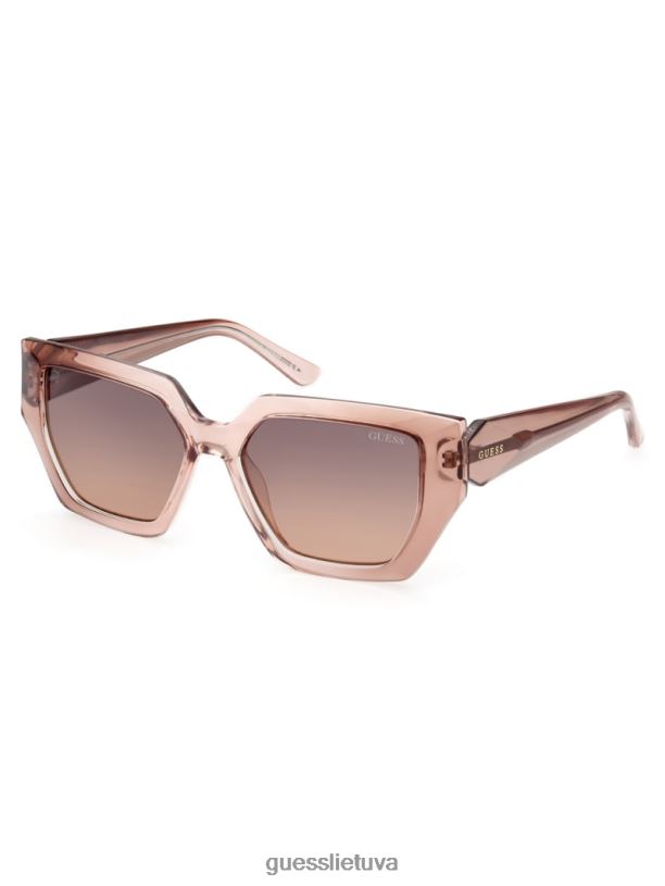 moterys GUESS 6NLN3681 priedas rudas emilia geometriniai plastikiniai akiniai nuo saulės