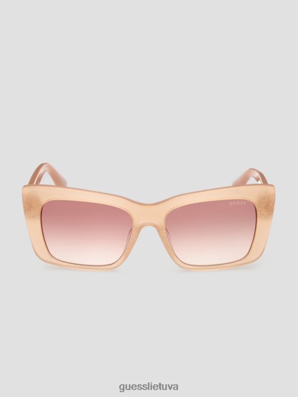 moterys GUESS 6NLN3684 priedas skaistalai plastikiniai akiniai nuo saulės su kvadratiniu logotipu